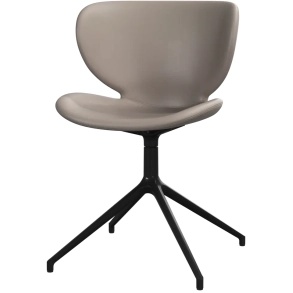 6 stk. spisestole i lys gr� l�der og med sort drejestel