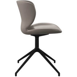 6 stk. spisestole i lys gr� l�der og med sort drejestel