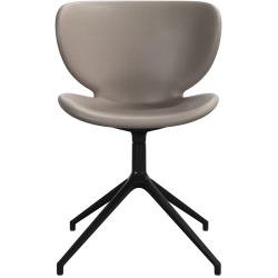 6 stk. spisestole i lys gr� l�der og med sort drejestel