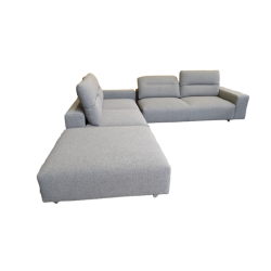 Sofa med puf - Lys gr stof