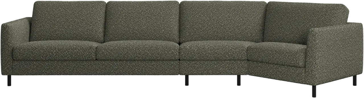 Hj�rnesofa i gr�n stof