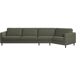 Hj�rnesofa i gr�n stof