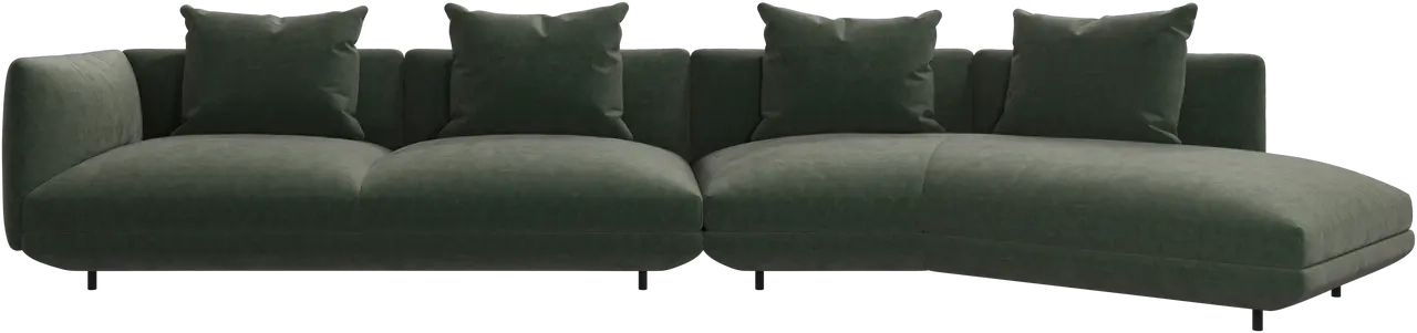 Hj�rnesofa + puf i gr�nt stof