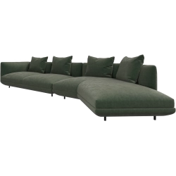 Hj�rnesofa + puf i gr�nt stof