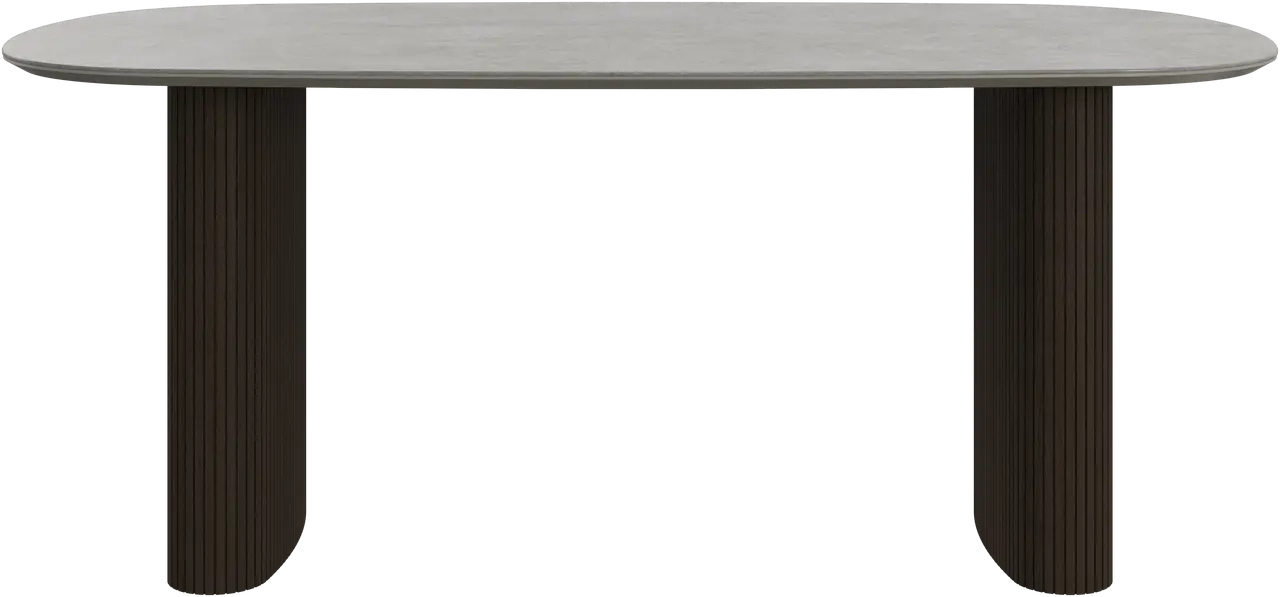 Spisebord - gr� keramik med m�rk eg ben