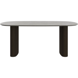 Spisebord - gr� keramik med m�rk eg ben