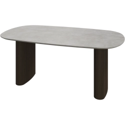 Spisebord - gr� keramik med m�rk eg ben