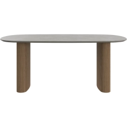 Spisebord - gr� keramik med lys eg ben