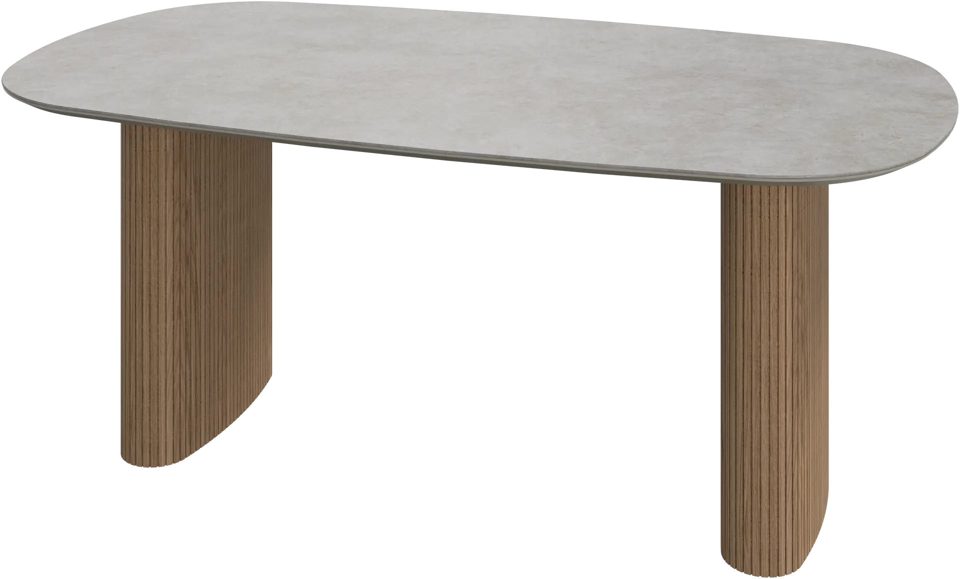 Spisebord - gr� keramik med lys eg ben