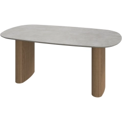 Spisebord - gr� keramik med lys eg ben