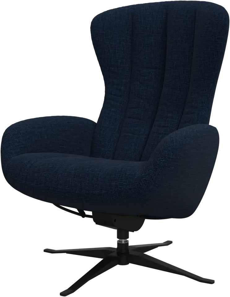 L�nestol + skammel i m�rke bl� stof