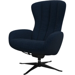 L�nestol + skammel i m�rke bl� stof