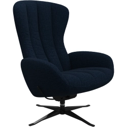 L�nestol + skammel i m�rke bl� stof