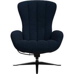 L�nestol + skammel i m�rke bl� stof