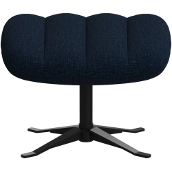 L�nestol + skammel i m�rke bl� stof