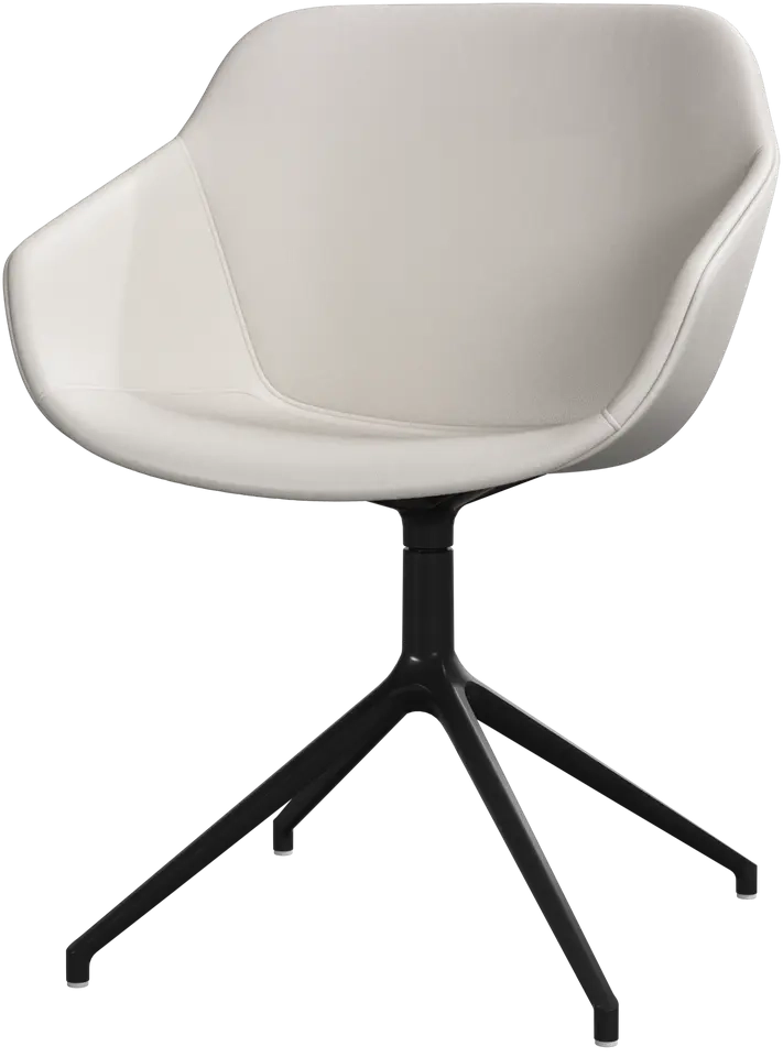 10 stk. spisestole i beige l�der og med sort drejestel