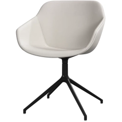 10 stk. spisestole i beige l�der og med sort drejestel