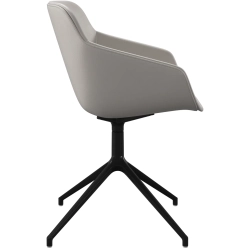 10 stk. spisestole i beige l�der og med sort drejestel