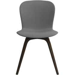 6 spisestole i gr�t stof med m�rk egeben