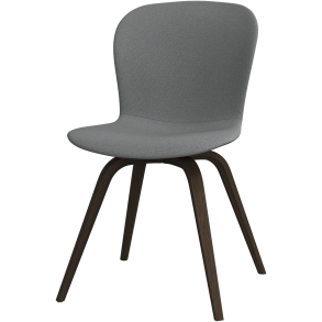 6 spisestole i gr�t stof med m�rk egeben