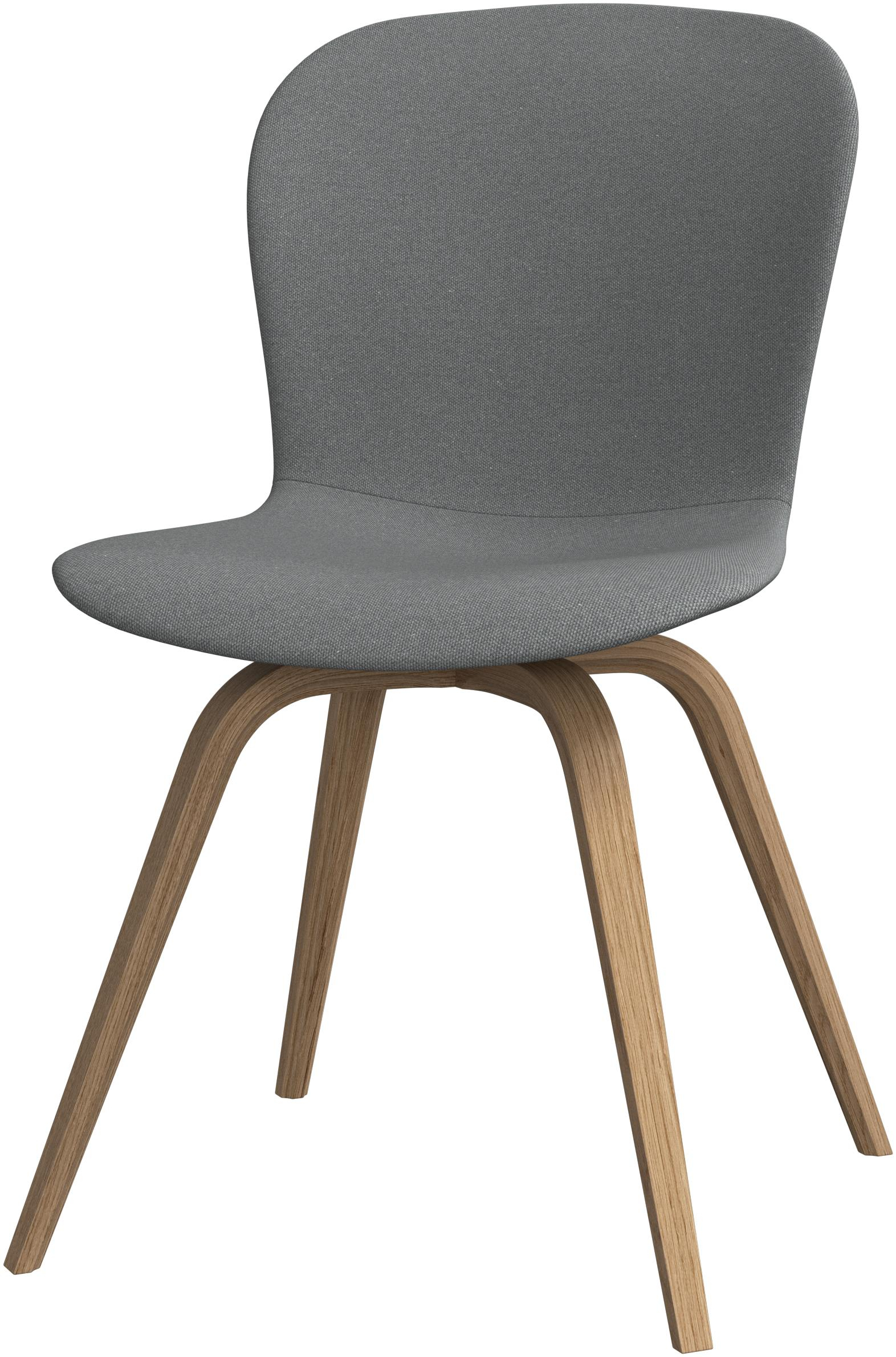 6 spisestole i gr�t stof med egeben