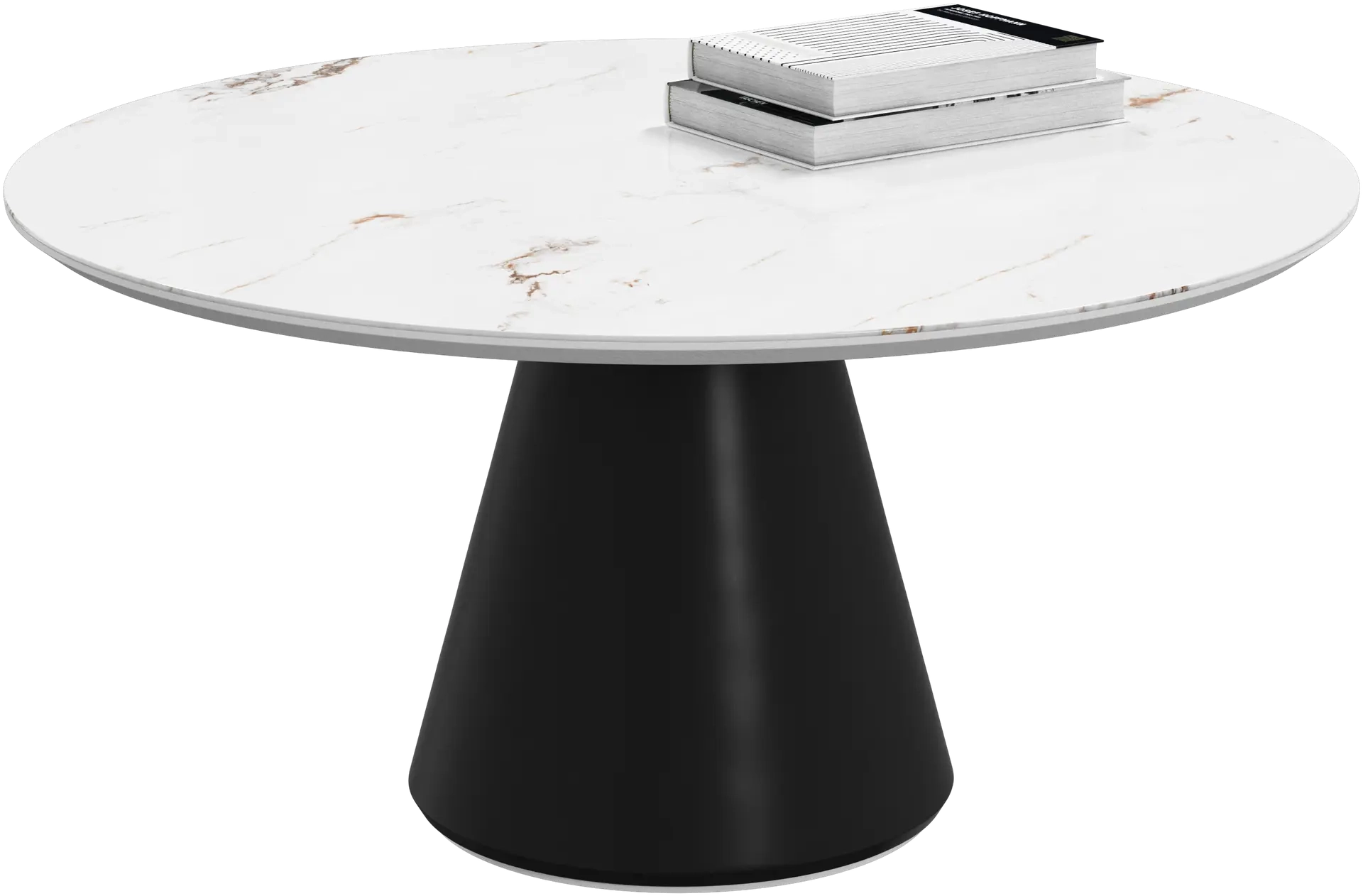 Sofabord i hvid keramik og sort sokkel