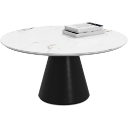 Sofabord i hvid keramik og sort sokkel