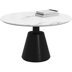 Sofabord i hvid keramik og sort sokkel