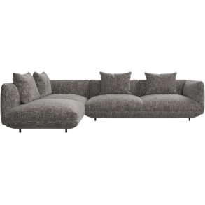 Hj�rnesofa + puf i brunt stof