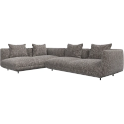 Hj�rnesofa + puf i brunt stof