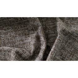 Hj�rnesofa + puf i brunt stof