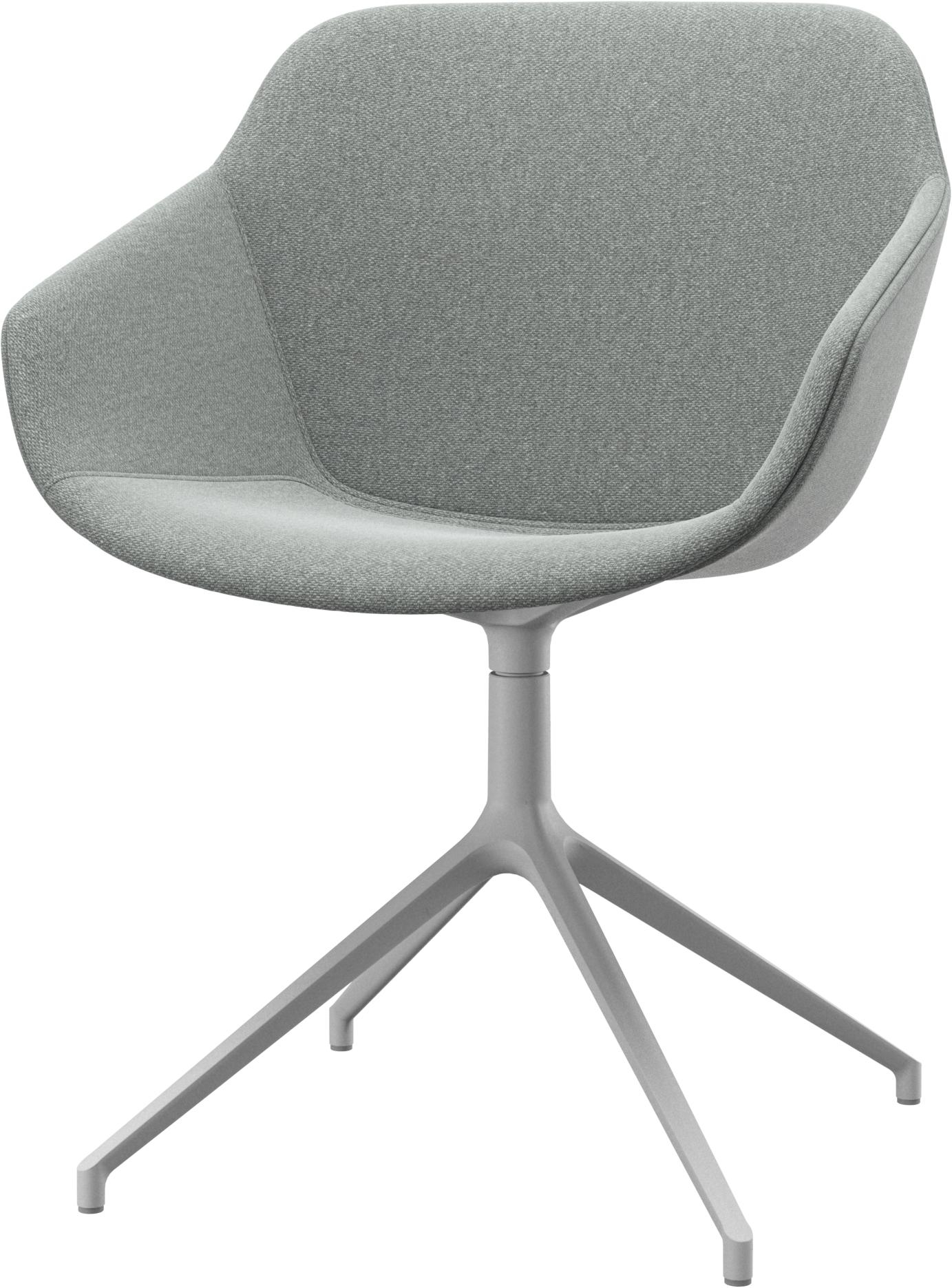 6 spisestole i gr�t stof med askegr� drejestel